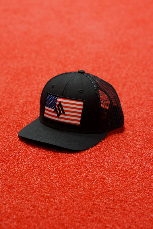 American Flag Logo Trucker Hat