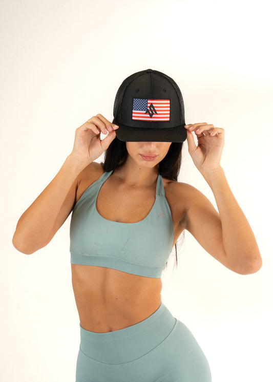 American Flag Logo Trucker Hat